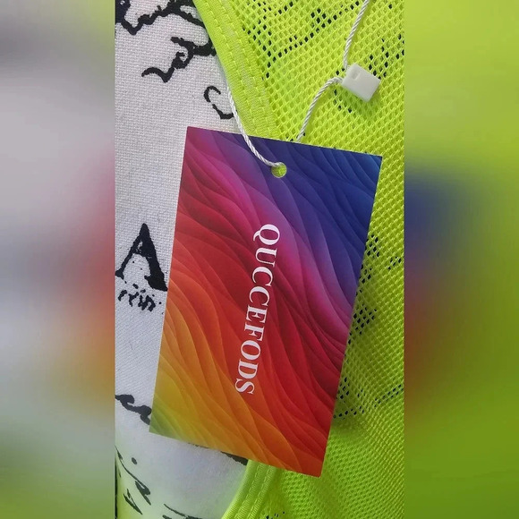 Quccefods Women's Mesh Athletic Sleeveless Workout Tank Tops Neon Green 2XL NWT - Picture 9 of 12